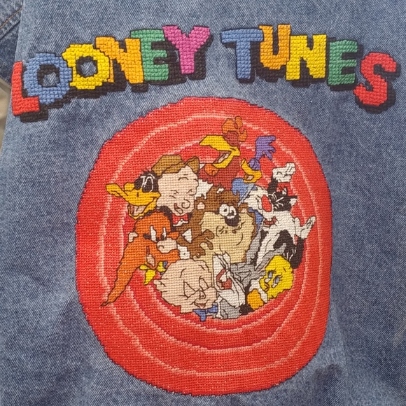 Jean Jacket Hand Stitched Looney Toons